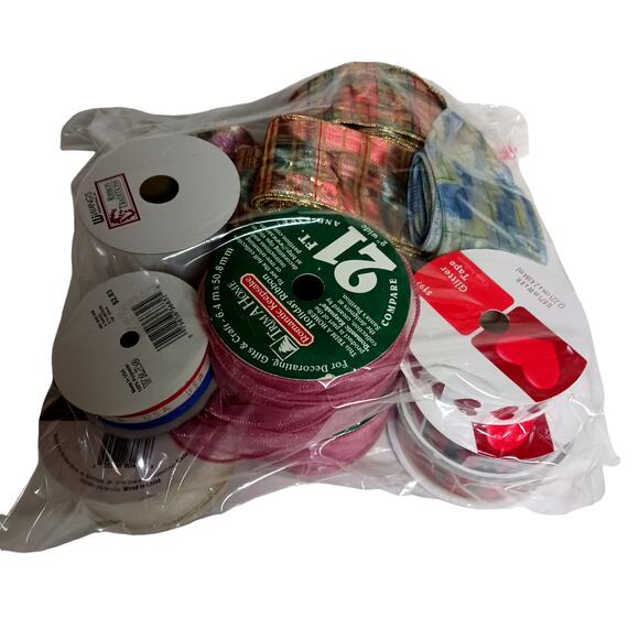 🎗️🎀Vintage Ribbon Bundle Valentine Christmas Patriotic Floral10 Rolls + Extras - Picture 11 of 11